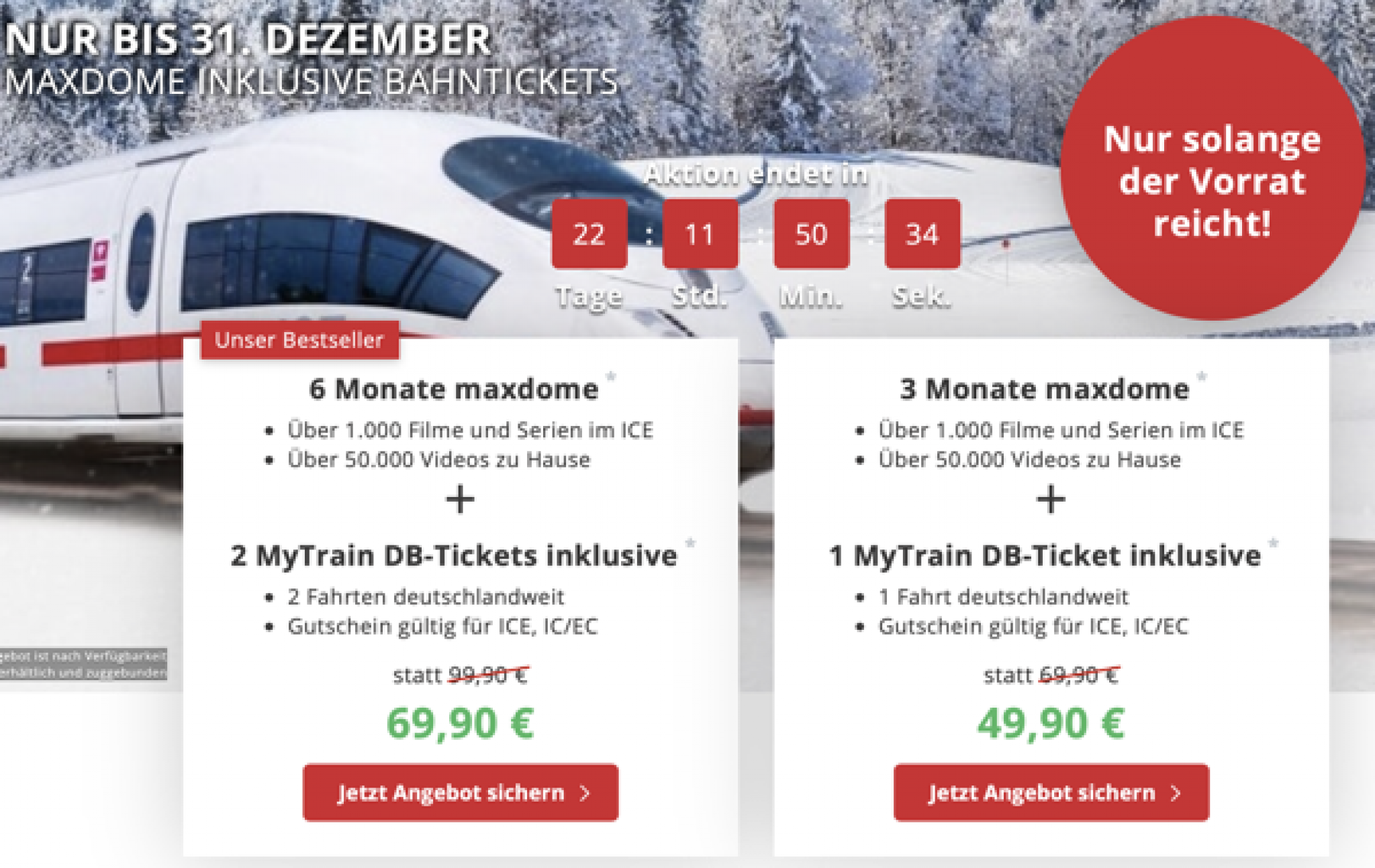 Wieder Da X Ice Bahntickets Monate Maxdome Nur Euro Oder