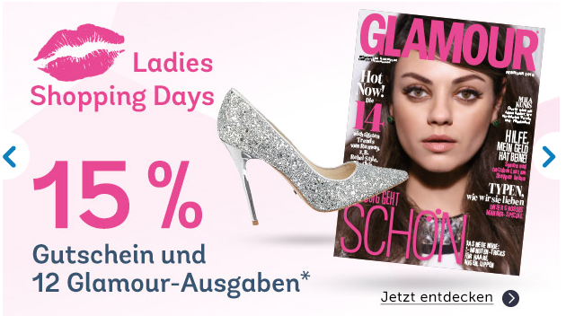 Sale mit Rabatten bis zu 70% + 15% Gutschein + Jahresabo Glamour