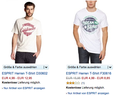 [AMAZON] Tipp! Esprit Markensale mit bis zu 40% Rabatt – Herren Shirts ab 4,99 Euro und Pullover ab 11,- Euro inkl. Versand