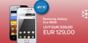 [EBAY SONNTAGSBESCHERUNG] Samsung Galaxy Ace 5830i Android Smartphone in weiss oder schwarz für nur 129,- Euro!