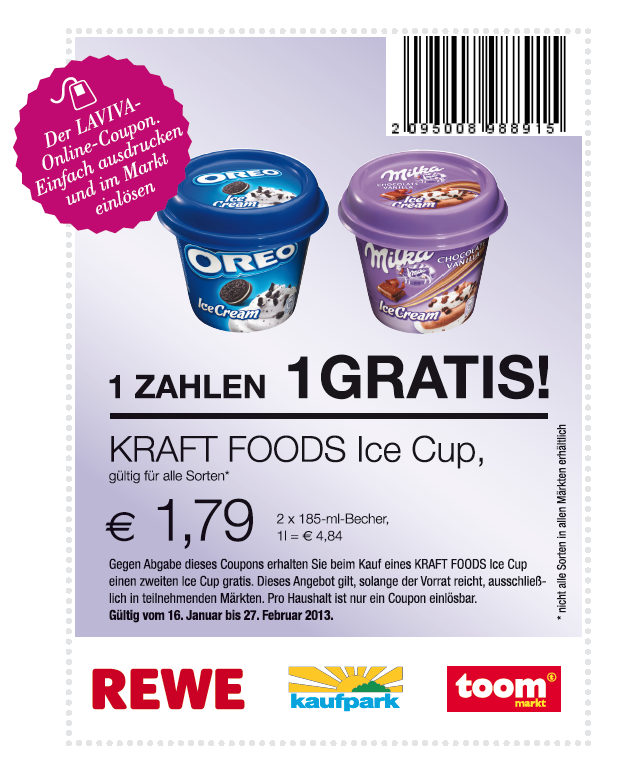 [GRATIS] Hmmm, lecker! Beim Kauf eines OREO oder Milka Eisbechers einen weiteren gratis erhalten – bei REWE, kaufpark oder Toom!