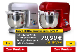 [MEINPAKET OHA!] Klarstein Gracia Küchenmaschine 1000W in rot oder grau für nur 79,99 Euro inkl. Versand