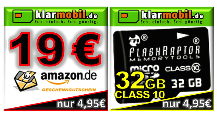 [EBAY] Prämienerhöhung: Klarmobil SIM-Karte + 19€ AMAZON-Gutschein und 15€ Startguthaben für nur 4,95€