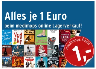 [MEDIMOPS] Tipp! CDs, Spiele, DVDs und Bücher im Lagerverkauf nur 1,- Euro – dazu 3,- Euro Gutschein + Versandkostenfreiheit!