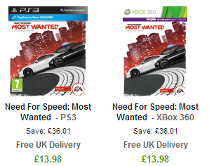 [ZAVVI] Need For Speed: Most Wanted für PS3 oder Xbox 360 für je nur ~ 16,50 Euro inkl. Versand