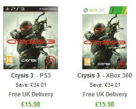 [ZAVVI] Crysis 3 für die Xbox 360 oder PS3 für nur 18,60 Euro inkl. Versand