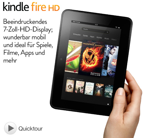 [AMAZON] Tipp! Kindle Fire HD 16GB für nur 199,- Euro und Kindle Fire HD 32GB für nur 229,- Euro + 50,- Euro Gutschein für den Amazon App-Shop