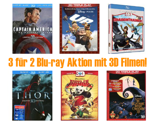 [AMAZON.IT] Geht noch! 3 für 2 Blu-ray Aktion mit haufenweise 3D Blu-rays – drei 3D Filme für ca. 30,- Euro inkl. Versand
