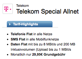 [LOGITEL] Tipp! T-Mobile Special Allnet-Flatrate mit Flatrate ins Festnetz und alle Handynetze, ins Internet und für alle SMS schon ab 19,95 Euro monatlich