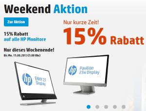 [HP.COM] Weekend Aktion! 15% Rabatt auf alle HP Monitore dank Gutscheincode!