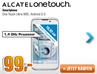 [SATURN SUPER SUNDAY] Günstiger Androide: Alcatel One Touch Ultra 995 Pure White für nur 99,- Euro!