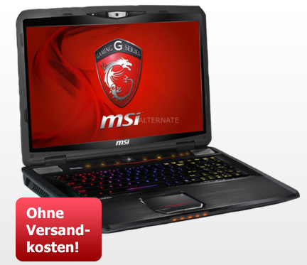 [ZACKZACK.DE] MSI Gaming Notebook GT70-75X287B mit Intel Core i7 und 8GB RAM für nur 949,- Euro!