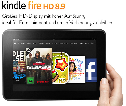 [AMAZON] Erneute Preissenkung! Kindle Fire HD 8,9″ mit Full HD Display für nur 159,20 Euro inkl. Versand (vorher 199,-)