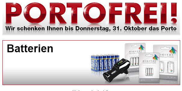 [DRUCKERZUBEHOER.DE] Verlängert! Versandkostenfreie Lieferung wieder da – z.B. Batterien für unter 1,- Euro bestellen!