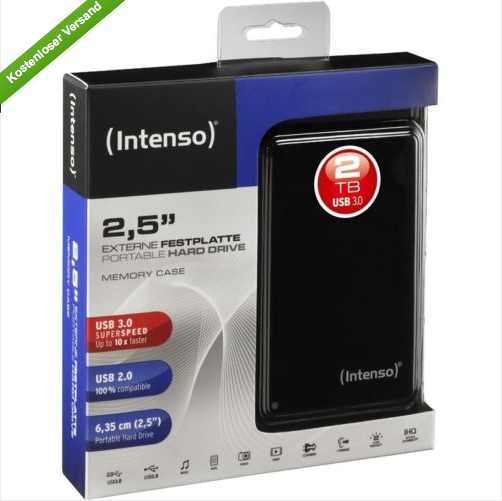 [EBAY WOW!] Intenso Memory Case 2TB USB 3.0 externe Festplatte 2,5 Zoll für nur 99,- Euro inkl. Versand!