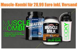 [ROCKY-SPORTNAHRUNG.DE] Wieder da! Muscle-Kombi aus 1120g Cytosport Muscle Milk + 300g Dymatize Creatin + Shaker für zusammen nur 28,90 Euro inkl. Versand!