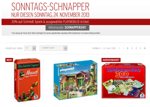 [KARSTADT.DE SONNTAGSSCHNAPPER]  20% Rabatt auf Schmidt Spiele und ausgewählte Playmobil Artikel!