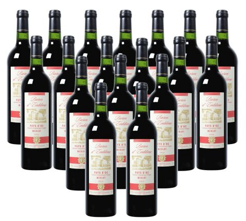 [WEINVORTEIL] Knaller! 18 Flaschen – Baron d’Emblème – Merlot Pays d’Oc 2012 für nur 34,22€ statt normal 125,82€