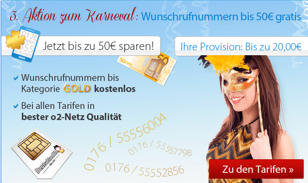 [DEUTSCHLANDSIM] Nur bis 24. Februar: Wunschrufnummern bis zur Goldkategorie im Wert von bis zu 50 Euro kostenlos!