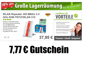 [VOELKNER.DE] Endlich wieder da! 7,77 Euro Gutschein für Voelkner.de mit 50,- Euro Mindestbestellwert!