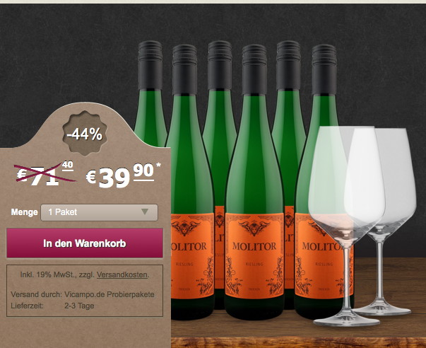 [VICAMPO] Weindeal der Woche! 6 Flaschen trockener Riesling + 2 Weingläser von Schott Zwiesel für nur 39,90 Euro inkl. Versand!