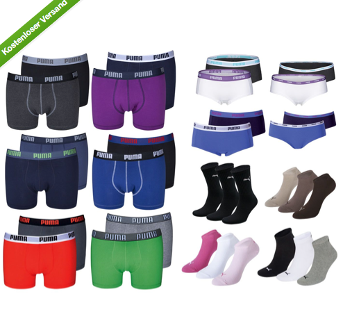 [EBAY WOW] 9er Pack Puma Socken oder 4er Pack PUMA Boxer Shorts oder Hipster für nur 21,99 Euro inkl. Versand