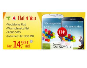 [ETELEON.DE] Knaller! Samsung Galaxy S4 ohne Zuzahlung – Flat 4 You Tarif für nur 14,90 Euro monatlich!