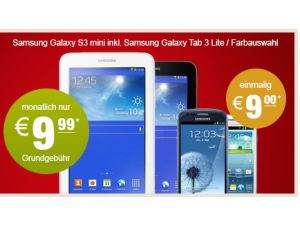 [LOGITEL.DE] Vodafone Smart S für nur 9,99 Euro pro Monat und dazu Samsung Galaxy S3 mini + Galaxy Tab 3 7.0 Lite Wifi!