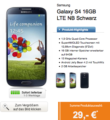 [LOGITEL] Top! Otelo Allnet Flat M und Samsung Galaxy S4 + Galaxy Tab 3 7.0 Lite für einmalig 29,- Euro + 24,99 Euro pro Monat