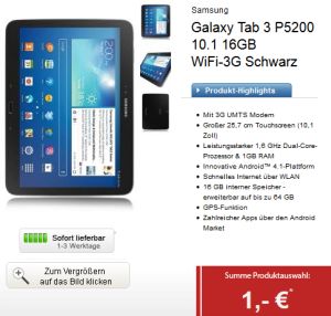[LOGITEL] Base Internet-Flat 11 mit Samsung Galaxy Tab 3 P5200 10.1 3G für nur 11,- Euro im Monat mit 500 MB Datenvolumen!