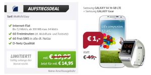 [SPARHANDY.DE] Knaller! MoWoTel Easy Tarif ohne Anschlussgebühr und Samsung Galaxy S4 + Galaxy Gear für nur 14,95 Euro monatlich!