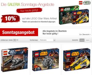 [GALERIA-KAUFHOF] Top! Insgesamt 20% Rabatt auf LEGO Star Wars durch 10% Aktionsrabatt und Newslettergutschein!