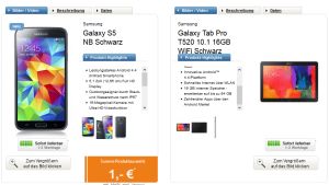[LOGITEL] Top! Das neue Samsung Galaxy S5 16GB mit Galaxy Tab oder dem iPad Mini Retina 16GB WiFi inkl. Telekom Complete Comfort M schon ab 39,95 Euro im Monat