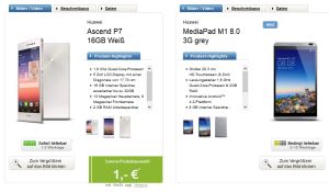[LOGITEL] Knaller! Huawei Ascend P7 16GB und MediaPad M1 8.0 3G mit Vodafone Smart M + Internet Flat light für nur 19,99 Euro monatlich!