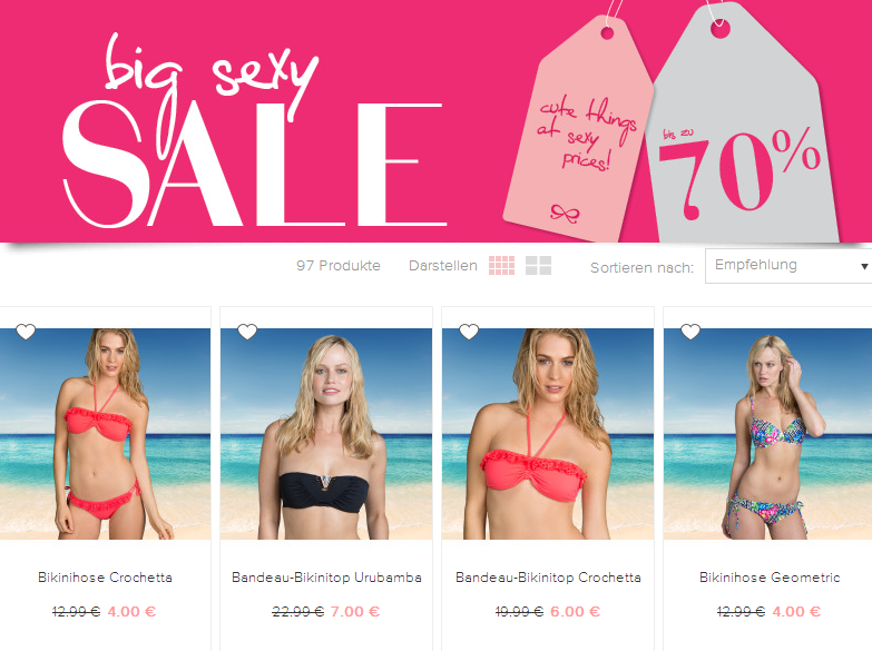 Noch mehr Rabatt: Heute wieder Big Sexy Sale mit satten 70% Rabatt auf sexy Untwerwäsche!