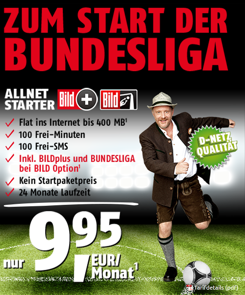 Klarmobil Allnet Starter + BILDplus-Abo mit der Bundesliga-Option für nur 9,95 Euro im Monat