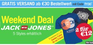 Schnell sein! 6 Jack & Jones T-Shirts für zusammen nur 36,- Euro inkl. Versandkosten bei MandMDirect bestellen!