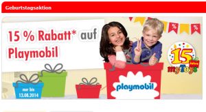 Knaller! 15% Sofortrabatt auf Playmobil Spielzeug bei MyToys + 10,- Euro Neukundengutschein!