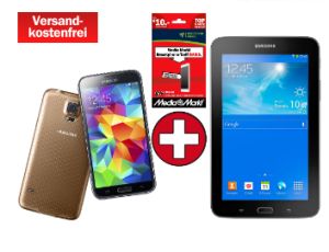 Samsung Galaxy S5 16GB inkl. Tab3 7.0 Lite & Media Markt Smartphone Tarif (Ohne Vertragsbindung) für 479,- Euro!