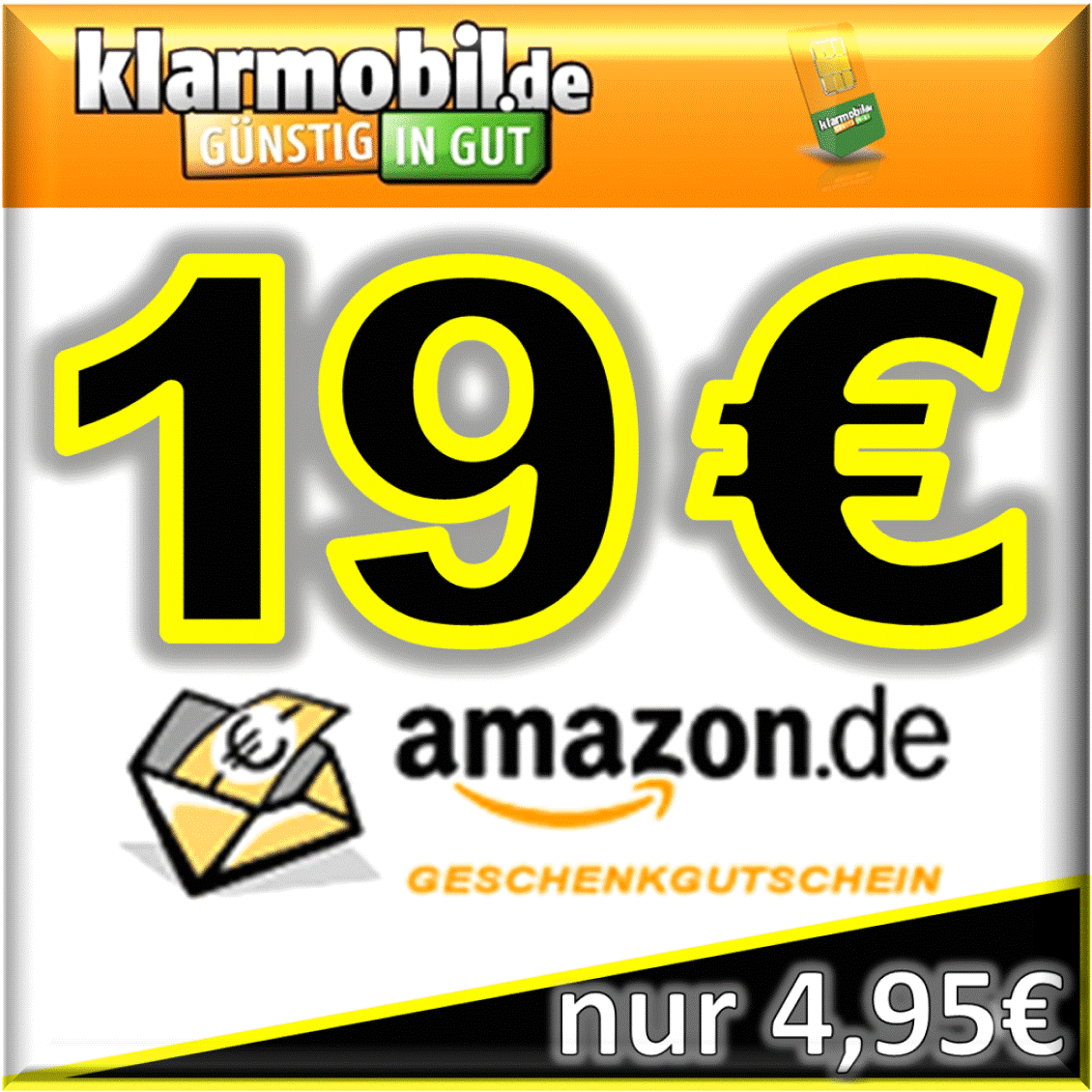 Nur noch heute! 38,- Euro Amazon-Gutschein für nur 9,90 Euro mit zwei klarmobil SIM-Karten