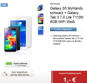 1,5GB LTE-Flat! O2 Blue All-in M junge Leute MyHandy mit Galaxy S5 und Galaxy Tab 3 Lite T110N WiFi für effektiv 4,88 Euro monatlich oder ohne Tablet mit höherer Auszahlung!