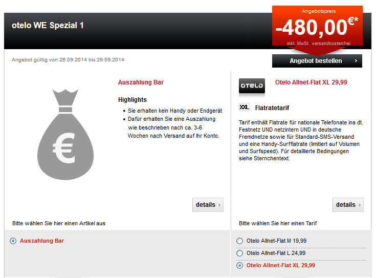 Tipp! Otelo Allnet Flat M/L/XL mit sehr guten Auszahlungen! z.B. Allnet Flat XL für nur 9,99 Euro/Monat