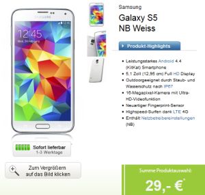 Vodafone Smart M + Samsung Galaxy S5 in schwarz oder weiss für effektiv nur 2,70 Euro monatlich!