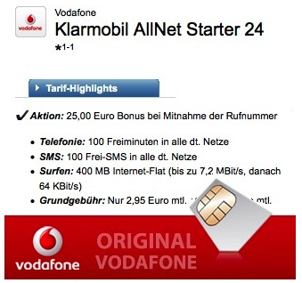 Wieder da! Klarmobil AllNet Starter im D-Netz mit Internet-Flat + 100 Min + 100 Frei SMS nur 2,95 Euro monatl. – oder 7,95 Euro monatl. inkl. Smartphone!