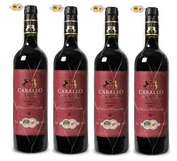Wein-Knaller! 12er Paket des goldprämierten Caballo d’Oro – Tempranillo Reserva – Valdepeñas DO Rotwein nur 31,78 Euro inkl. Versand