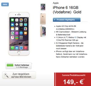 Tipp! Otelo Allnet-Flat XL (1GB Datenvolumen, Flat in alle Netze) nur 29,99 Euro im Monat inklusive iPhone 6 16GB für einmalig 99,- Euro!