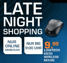 Bis Donnerstag um 9:00 Uhr! Die Saturn Late Night Shopping Angebote  – z.B. LOGITECH Wireless Mouse M235 für 9,99 Euro inkl. Versand!