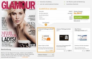 Jahresabo der Zeitschrift Glamour mit effektiv 10,60 Euro Gewinn abstauben!