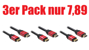 Ordentliche HDMI Kabel! 3x Delock 84333 2m Premium High Speed HDMI Kabel für nur 7,89 Euro inkl. Versand bei Lets-Sell!