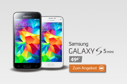 Samsung Galaxy S5 Mini 16GB LTE + E-Plus Base pur Tarif für nur 7,50 Euro im Monat + einmalig 49,- Euro Zuzahlung